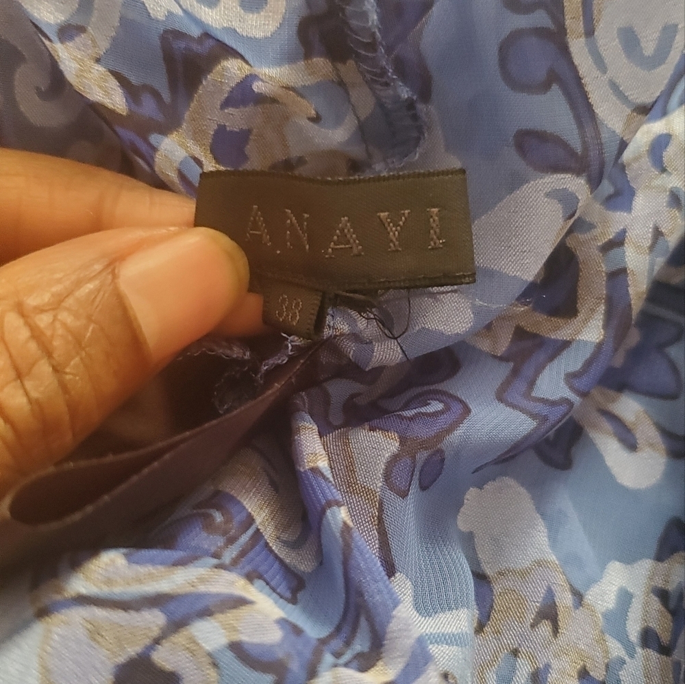 Short sleeve blue print pleated dress - Picture 5 of 5